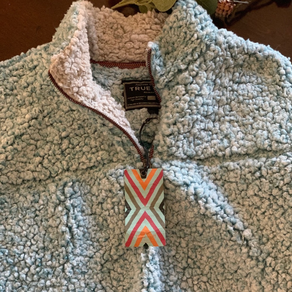 NWT True Grit Aqua Blue Quarter ZIP Pullover
